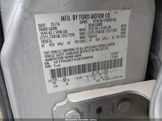 1FT7W2BTXGEC99008 Ford 2016
