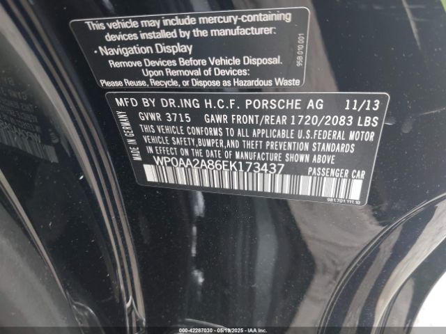 2014 PORSCHE CAYMAN WP0AA2A86EK173437 Photo 8