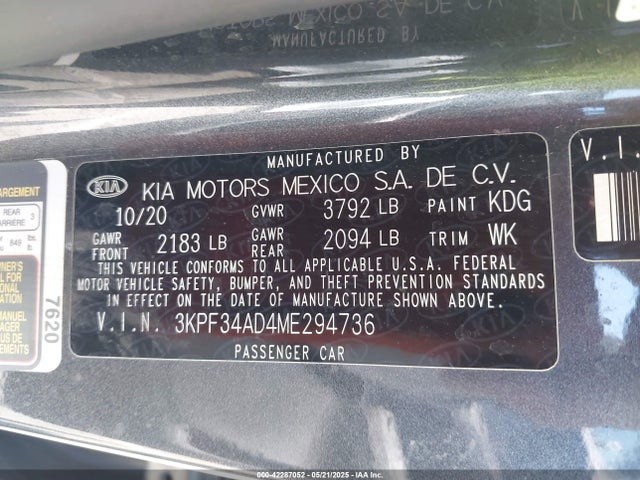 3KPF34AD4ME294736 KIA mpi nu