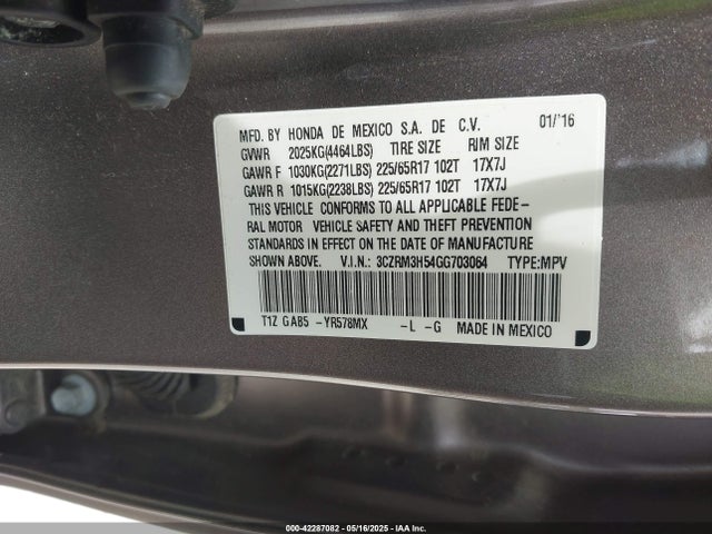 3CZRM3H54GG703064 Honda k24w9/k24v1