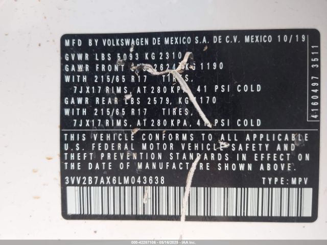 2020 VOLKSWAGEN TIGUAN 3VV2B7AX6LM043638 Photo 8