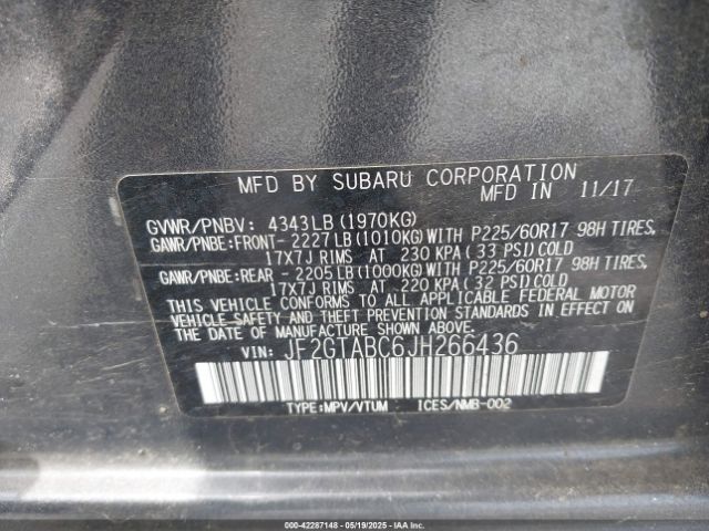 JF2GTABC6JH266436 Subaru Crosstrek 2.0i Premium