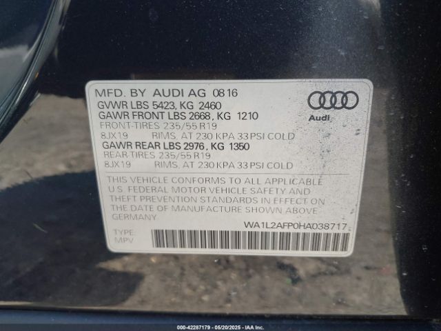 WA1L2AFP0HA038717 Audi Q5 2.0t Premium