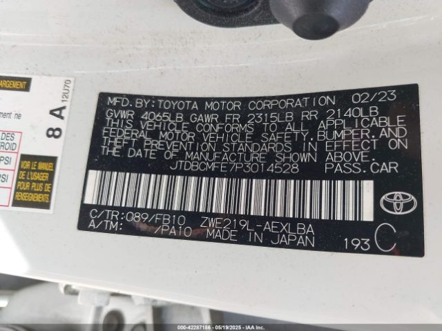 JTDBCMFE7P3014528 Toyota Corolla Hybrid Le