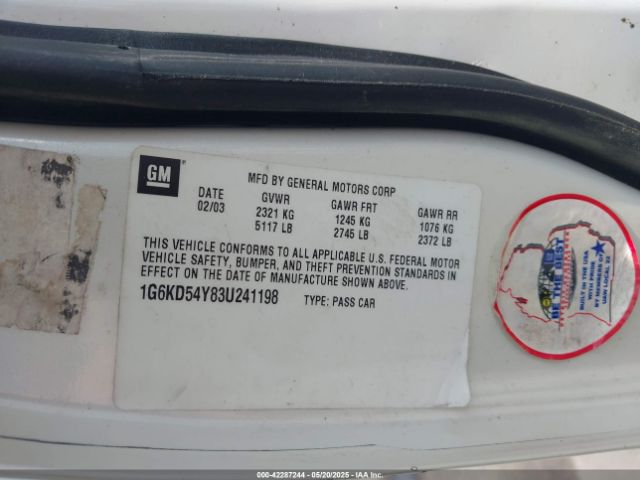 2003 CADILLAC DEVILLE 1G6KD54Y83U241198 Photo 8