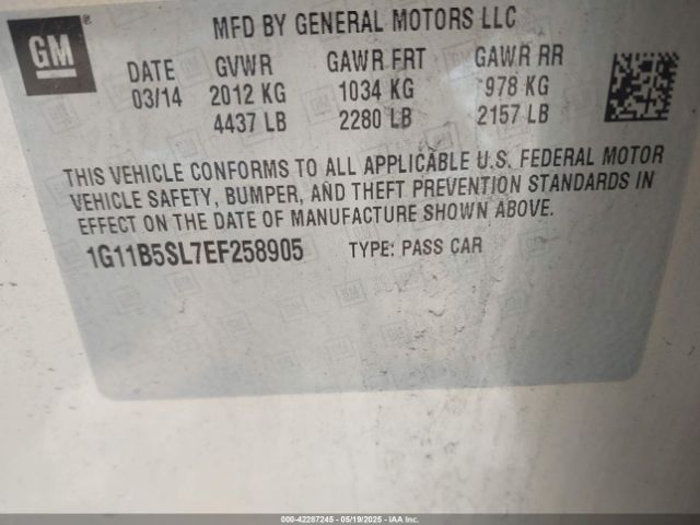 1G11B5SL7EF258905 Chevrolet Malibu 1ls