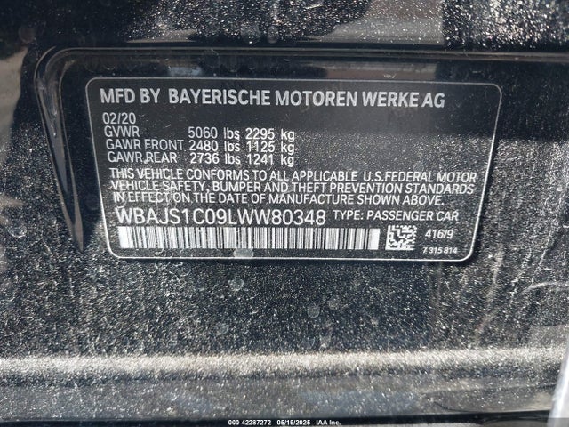 WBAJS1C09LWW80348 BMW 2020