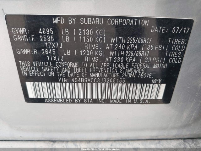 Subaru u5 2018 4S4BSACC8J3205155 Image 9