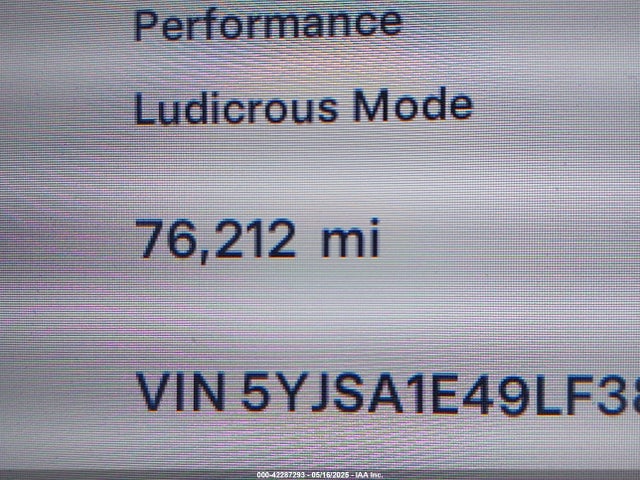 Aukcja sprzedaży 2020 Tesla Model S Performance Dual Motor All-wheel Drive, vin: 5YJSA1E49LF389105, numer aukcji: 42287293