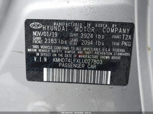 KMHD74LFXLU027803 Hyundai ELANTRA SE