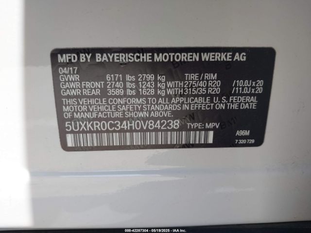 5UXKR0C34H0V84238 BMW X5 Xdrive35i