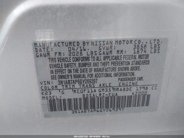 3N1AB7AP6GY269397 Nissan SENTRA SR
