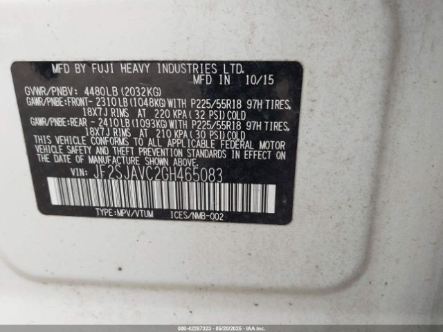 JF2SJAVC2GH465083 Subaru Forester 2.5i Touring