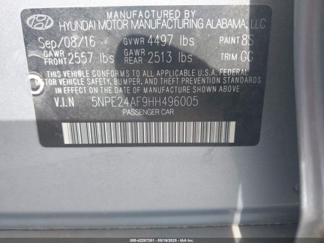 5NPE24AF9HH496005 Hyundai SONATA SE