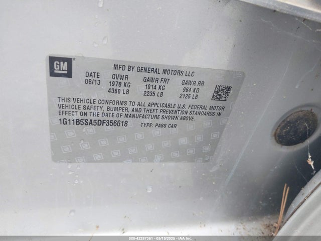 Продажа на аукционе авто 2013 Chevrolet Malibu 1ls, vin: 1G11B5SA5DF356618, номер лота: 42287361