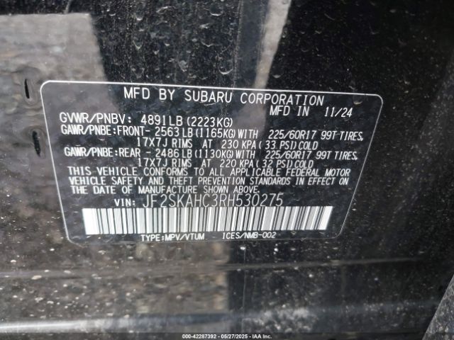 2024 SUBARU FORESTER JF2SKAHC3RH530275 Photo 8