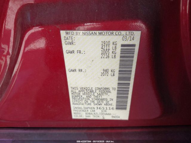 1N4AL3APXEN365116 Nissan Altima 2.5 S