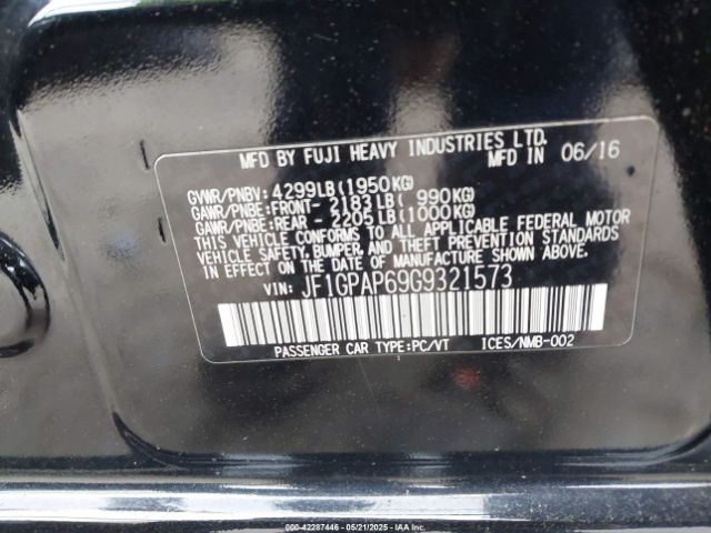 JF1GPAP69G9321573 Subaru Impreza 2.0i Sport Premium