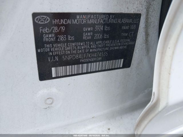 5NPD84LF7KH474535 Hyundai Elantra Limited