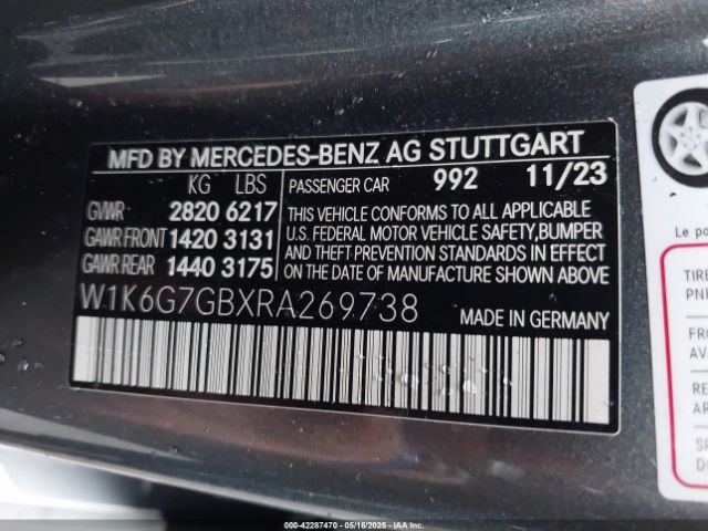 2024 MERCEDES-BENZ S 580 W1K6G7GBXRA269738 Photo 8