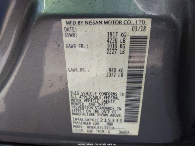 1N4AL3APXJC215335 Nissan Altima 2.5 Sl