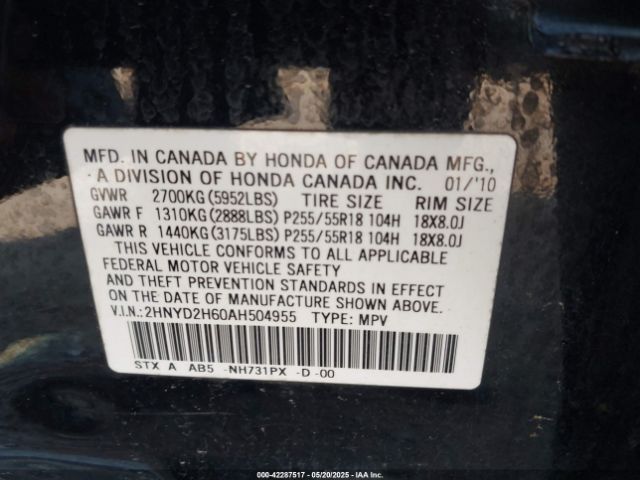 2010 ACURA MDX 2HNYD2H60AH504955 Photo 8