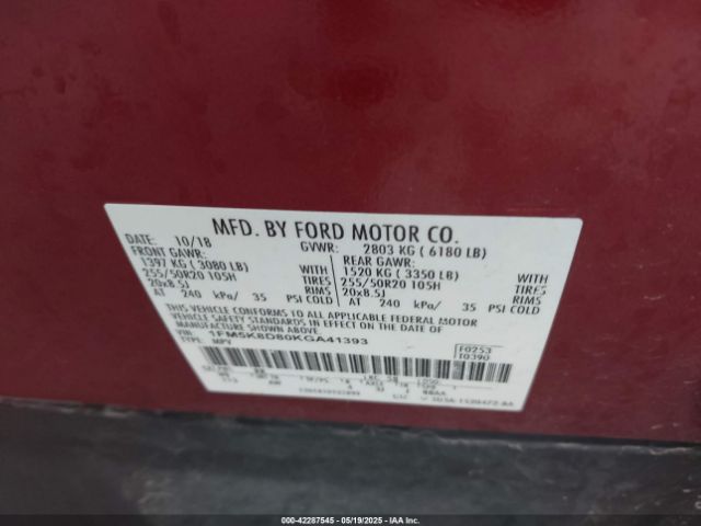 2019 FORD EXPLORER 1FM5K8D80KGA41393 Photo 8