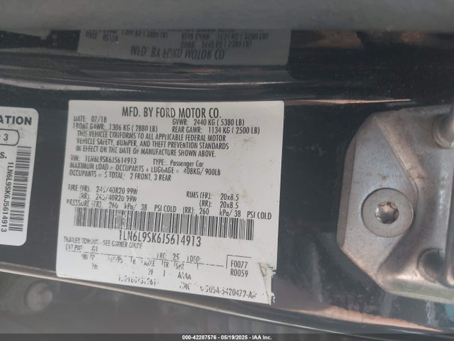 1LN6L9SK6J5614913 Lincoln 3.7l tivct