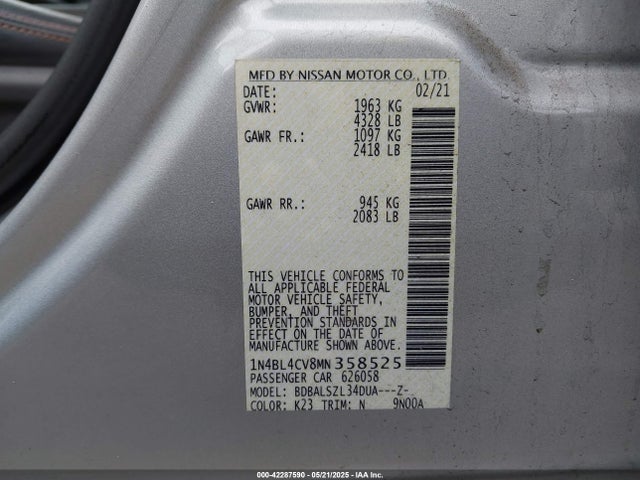 Nissan 2021 2021 1N4BL4CV8MN358525 Image 9