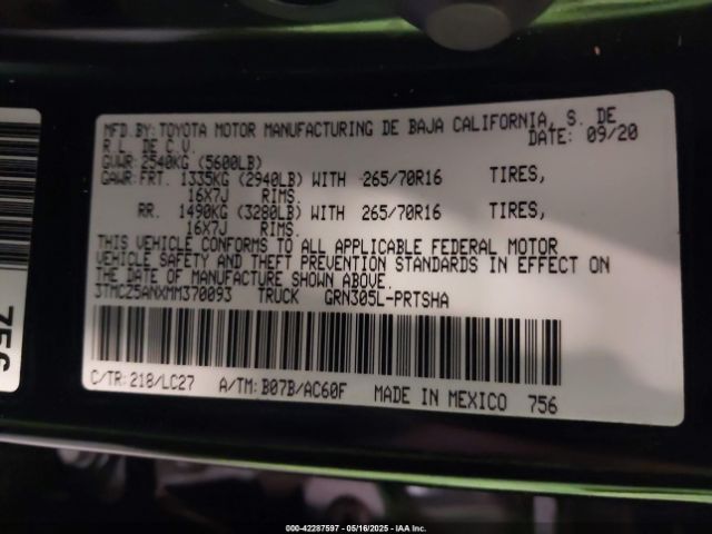 2021 TOYOTA TACOMA 3TMCZ5ANXMM370093 Photo 8