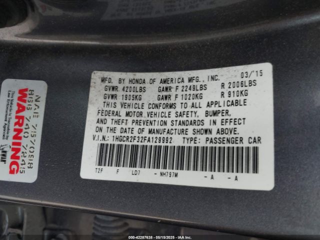 1HGCR2F32FA129992 Honda ACCORD LX