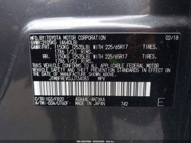 JTMBFREV0JJ734083 Toyota RAV4 LE