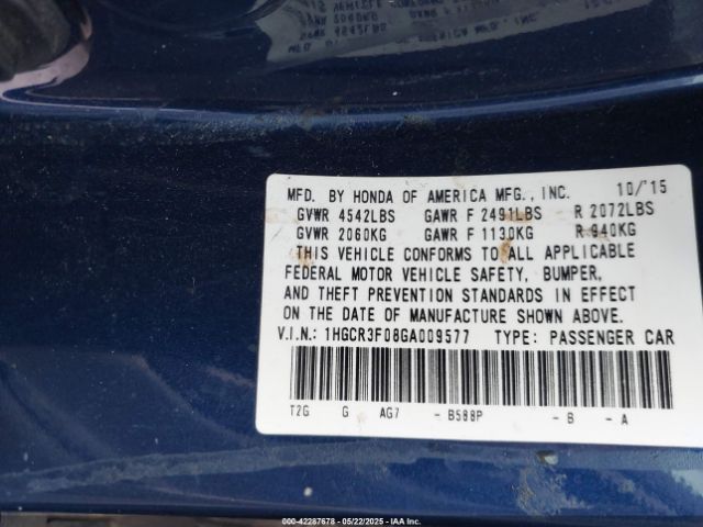 1HGCR3F08GA009577 Honda Accord Ex-l V-6