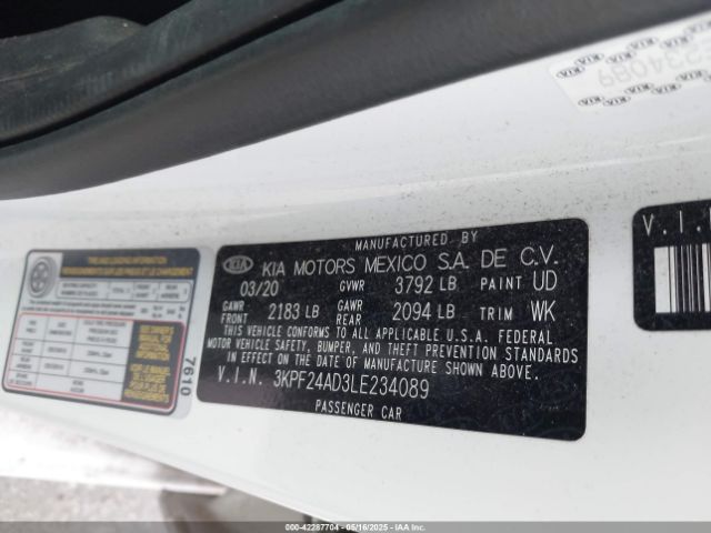 3KPF24AD3LE234089 KIA mpi nu