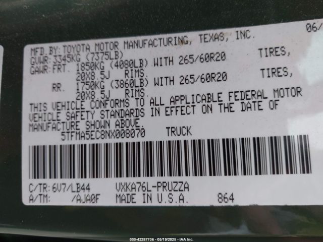 5TFMA5EC8NX008070 Toyota v35a-fts