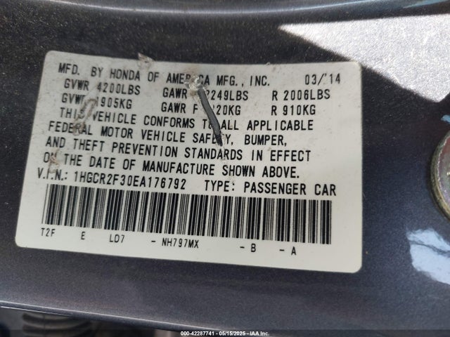 Honda ACCORD LX 2014 1HGCR2F30EA176792 Image 25