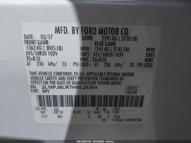 2LMPJ8LR7HBL28384 Lincoln Mkx Reserve
