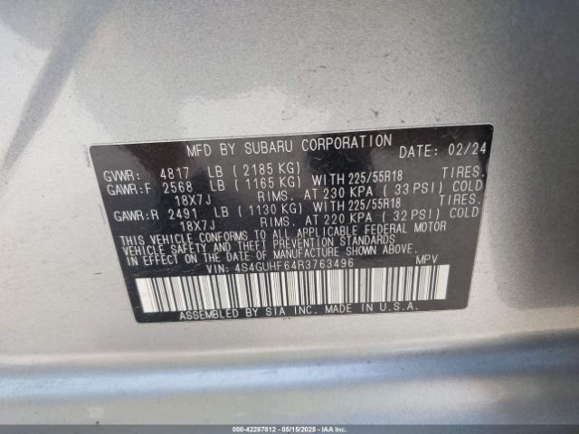 4S4GUHF64R3763496 Subaru na