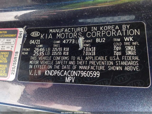 KNDP6CAC0N7960599 KIA Sportage Nightfall Edition