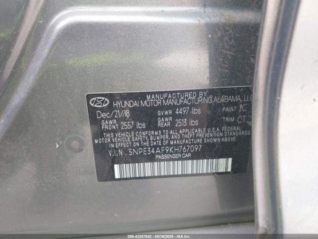 5NPE34AF9KH767097 Hyundai Sonata Sport