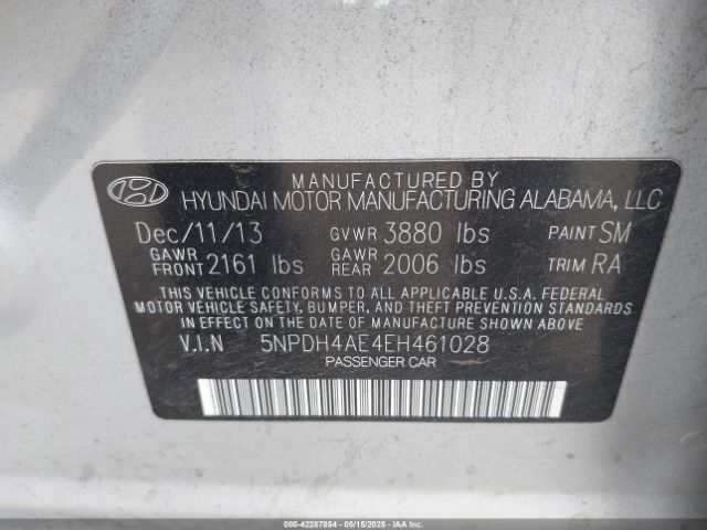 5NPDH4AE4EH461028 Hyundai ELANTRA SE
