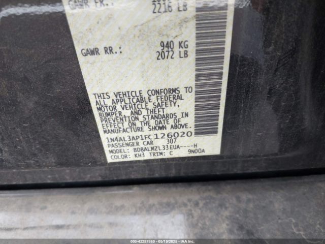 1N4AL3AP1FC126020 Nissan Altima 2.5 Sv