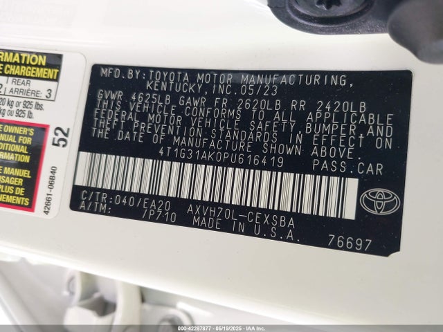 4T1G31AK0PU616419 Toyota a25a-fxs, 3nm