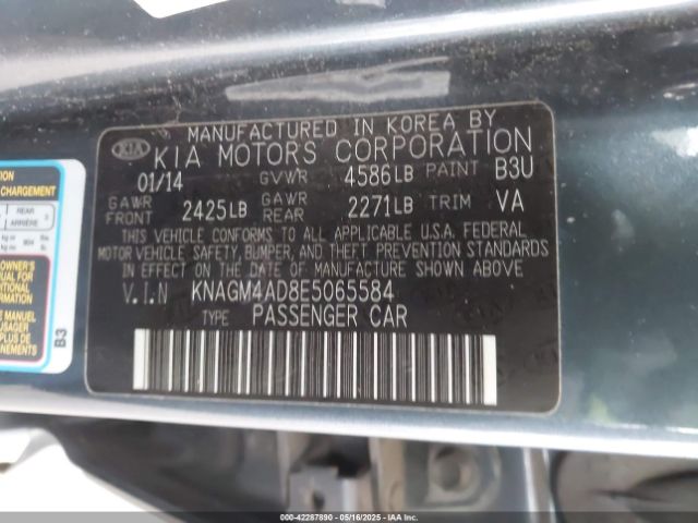 KNAGM4AD8E5065584 KIA Optima Hybrid Lx