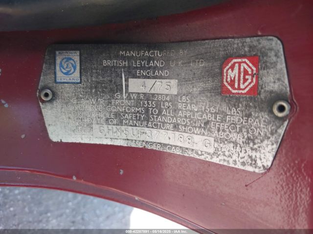 1975 MG MGB (CONVERTIBLE) GHN5UF377188G Photo 8