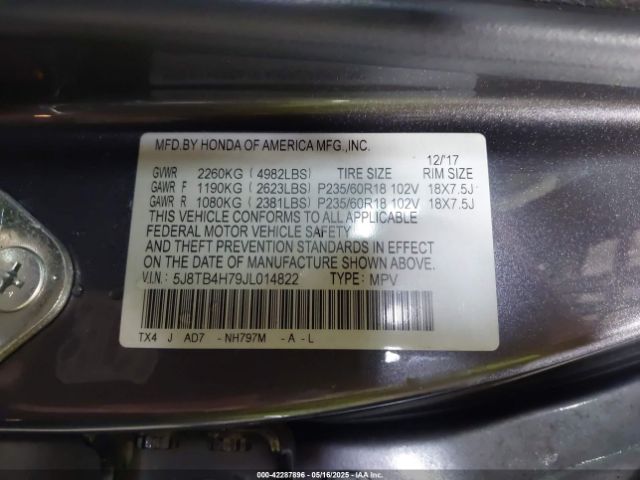 5J8TB4H79JL014822 Acura Rdx Advance Package