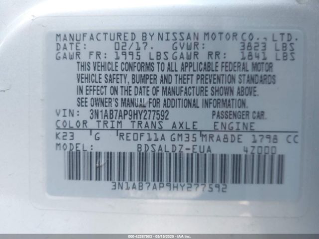 3N1AB7AP9HY277592 Nissan SENTRA SV