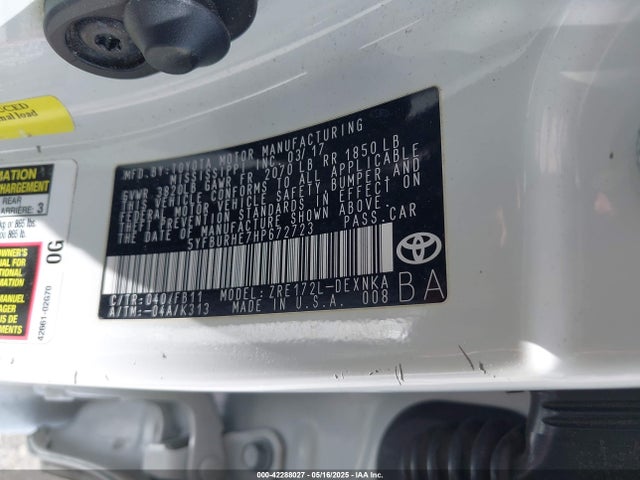 Toyota 2zr-fe 2017 5YFBURHE7HP672723 Image 9