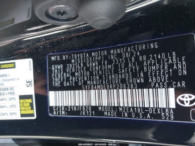 5YFB4MDE0RP206383 Toyota COROLLA LE