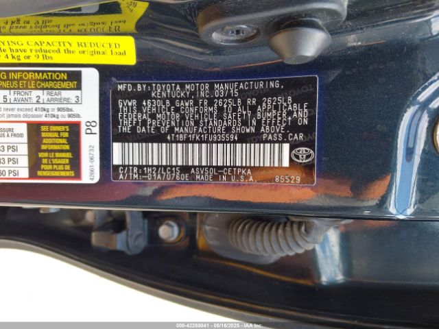 4T1BF1FK1FU935594 Toyota CAMRY XSE